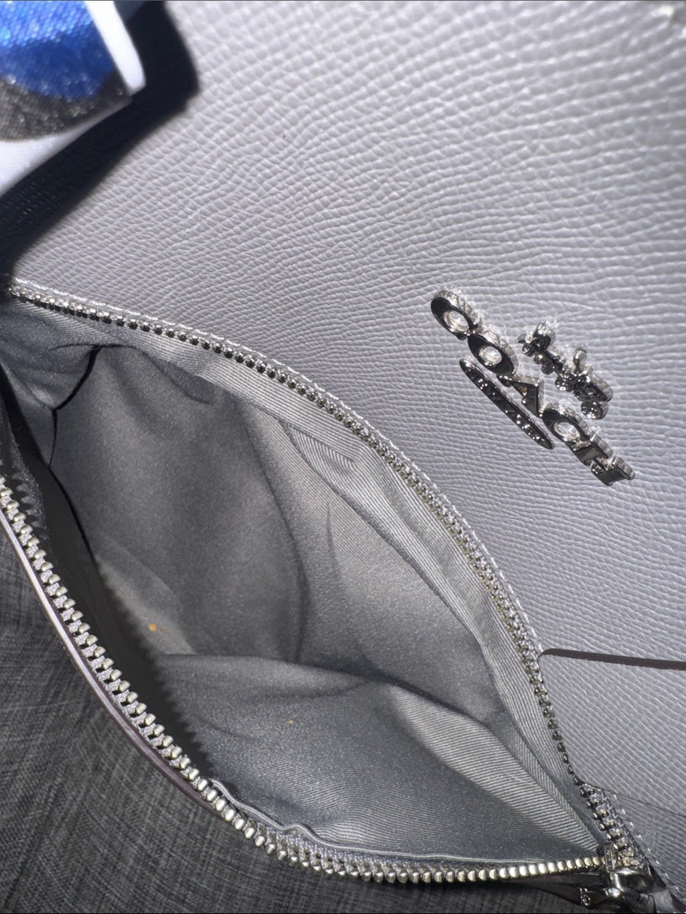 Coach Bag Gallery Grey Leather Tote with Scarf - Picture 15 of 17